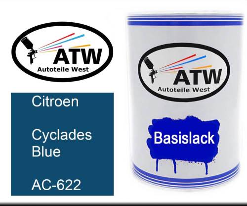 Citroen, Cyclades Blue, AC-622: 500ml Lackdose, von ATW Autoteile West.